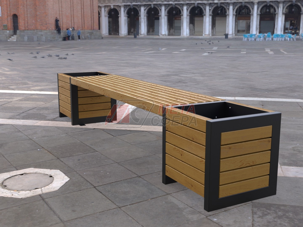 Лавка Бонжур с 2 цветочницами