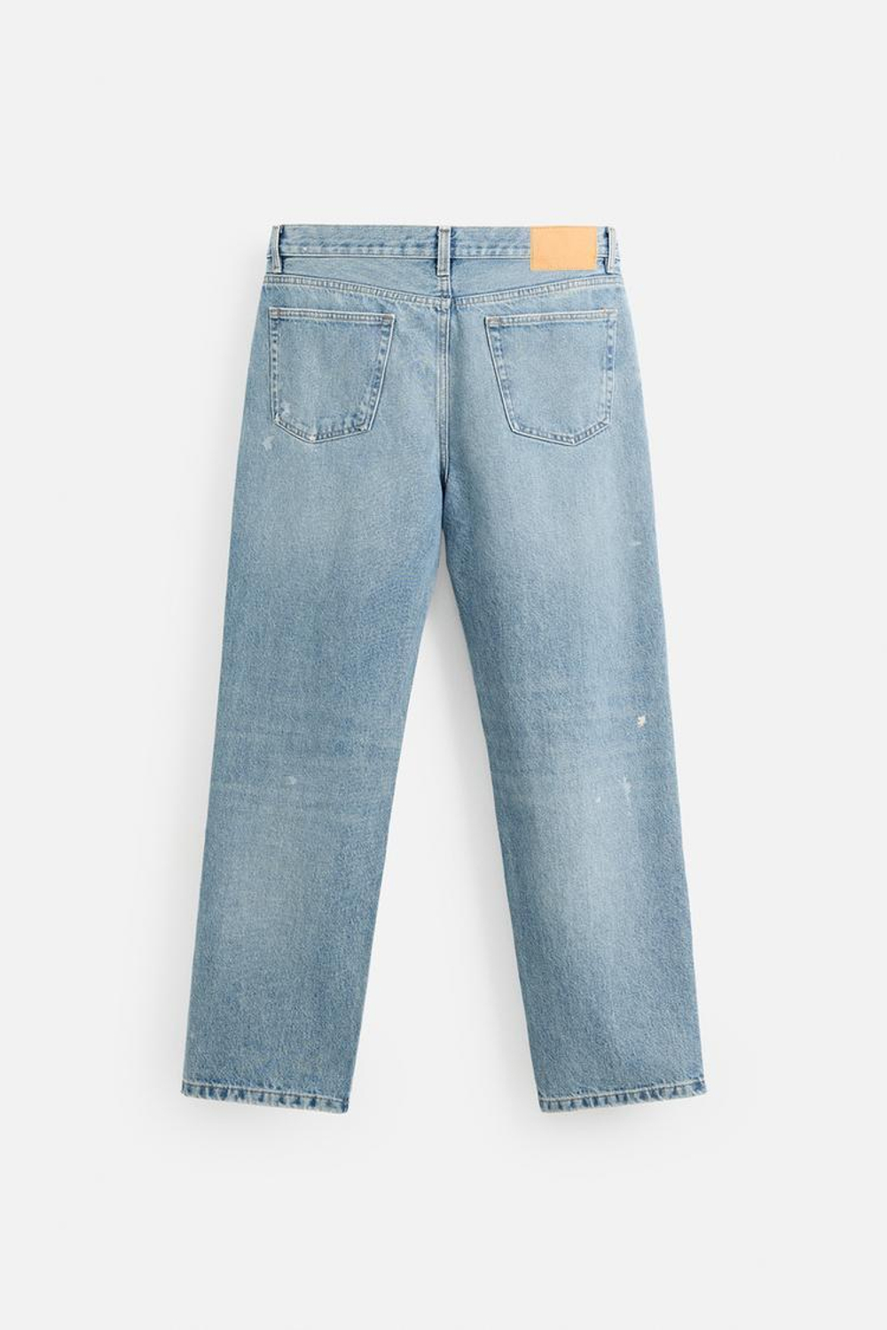 ZARA ДЖИНСЫ STRAIGHT FIT С ПРИНТОМ В ВИДЕ БРЫЗГ КРАСКИ, ВЫЦВЕТШИЙ СИНИЙ