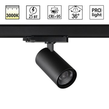 Трековый трехфазный светодиодный светильник 25W 3000K 359570 черный Helix Novotech