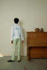 Рубашка Soeurs с Фиолетовыми Вышитыми Цветами / Violet Criss-Cross Flowers Long Sleeve белая