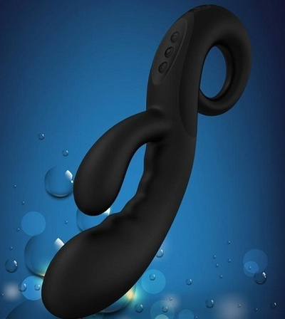 Чёрный вибратор Cupid с клиторальным отростком