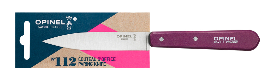 Нож столовый Opinel №112, деревянная рукоять, блистер, нержавеющая сталь, сливовый 001914