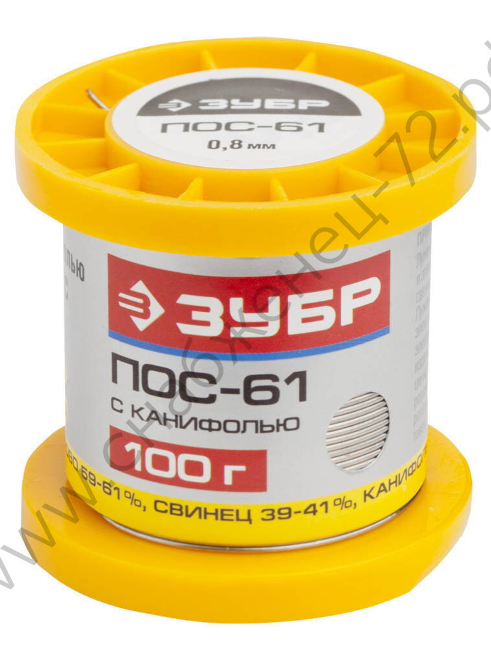 ЗУБР 100гр 0,8мм трубка пос 61, Припой (55450-100-08C)