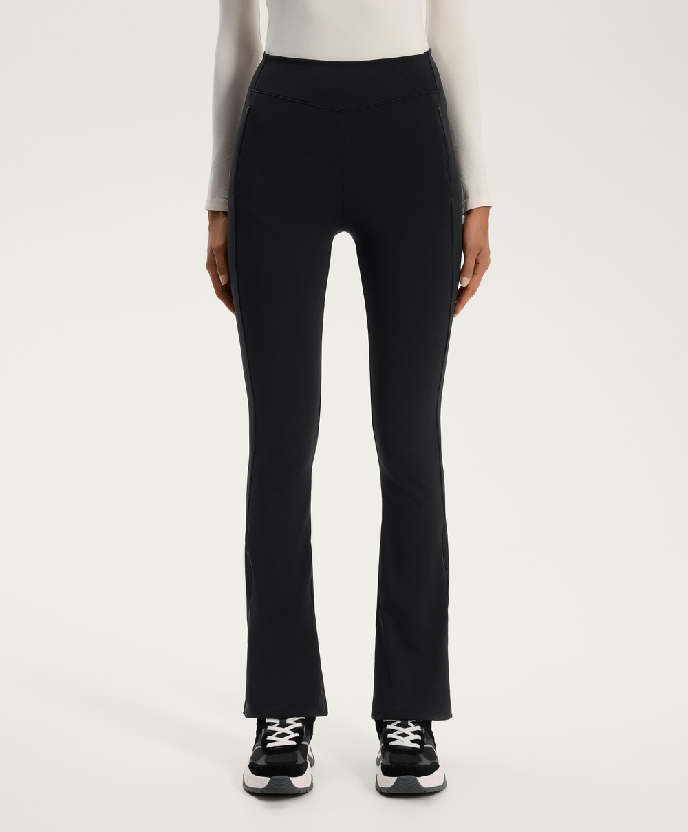 OYSHO Теплые расклешенные брюки с высокой посадкой и карманами, черный