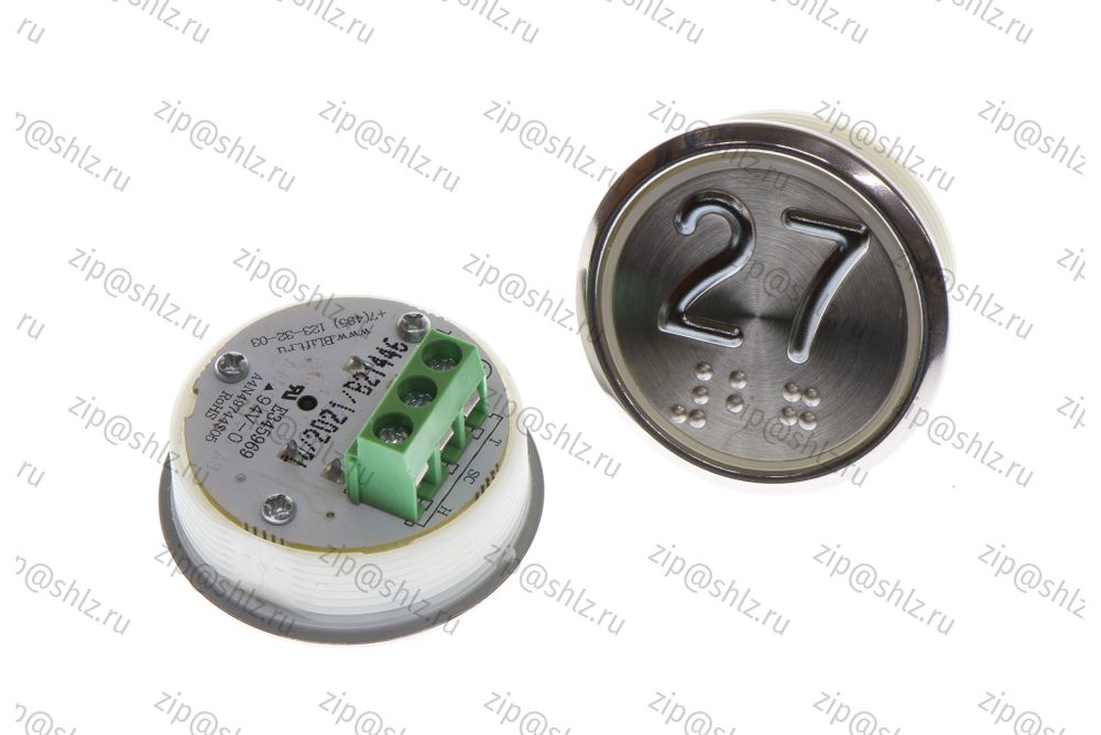 Кнопка (кнопочный модуль) EA2406S-D-R &quot;27 этаж&quot;, круглая, динамическая красная подсветка, Брайль