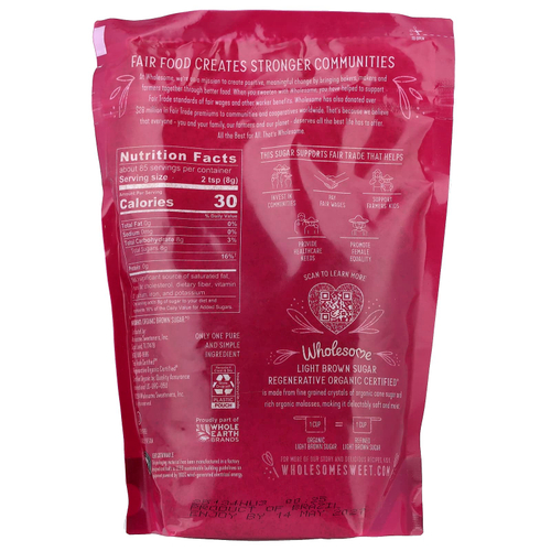 Wholesome Sweeteners, органический светлый коричневый сахар, 680 г (24 унции)