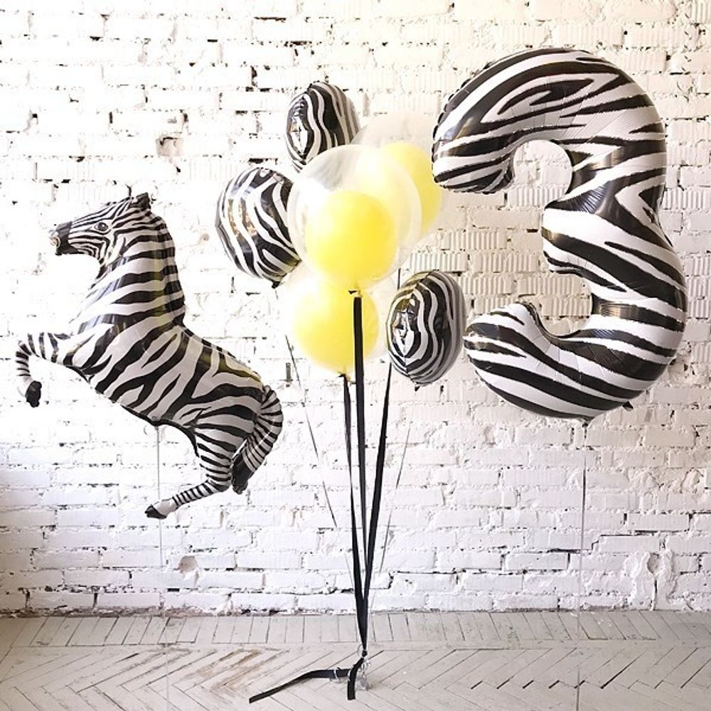 Шар (18"/46 см) Круг, Анималистика, Пятнистый окрас, Зебра