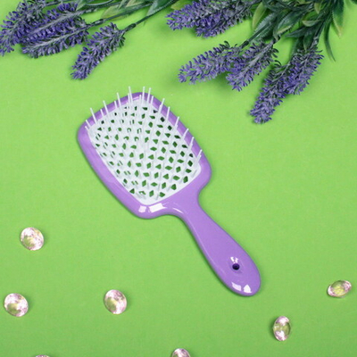 Расческа массажная «Magic Style», прямоугольная, цвет сиреневый, 20*8,3см