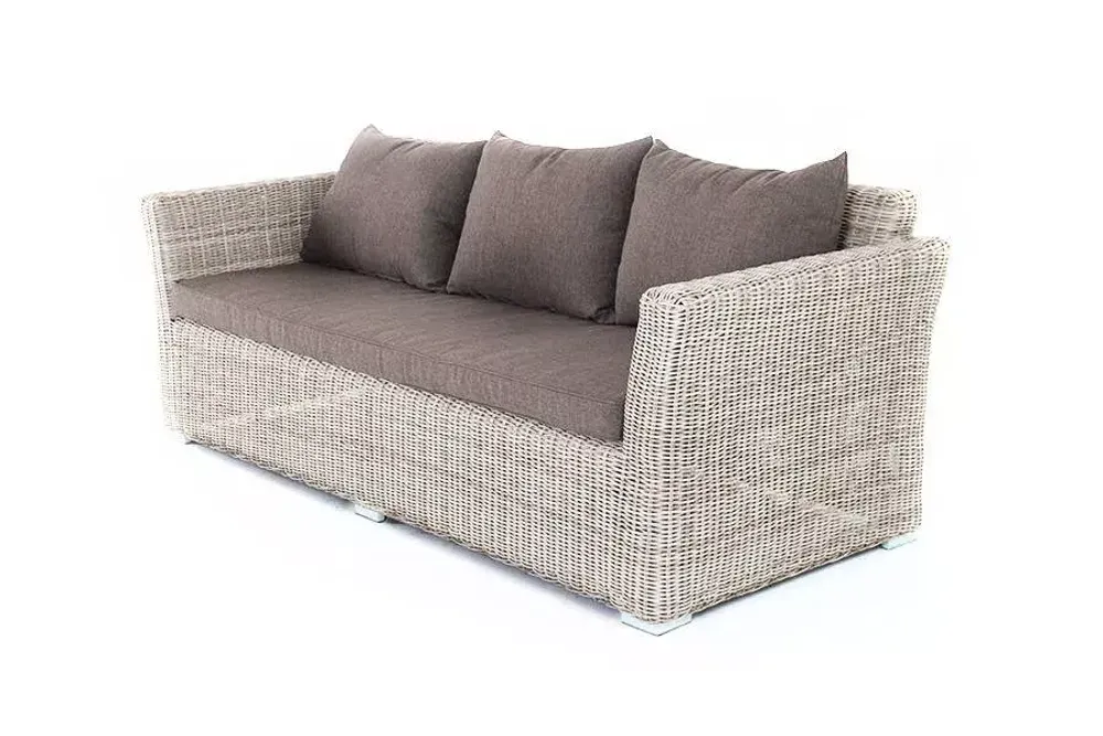 "Капучино" диван из искусственного ротанга трехместный, цвет бежевый