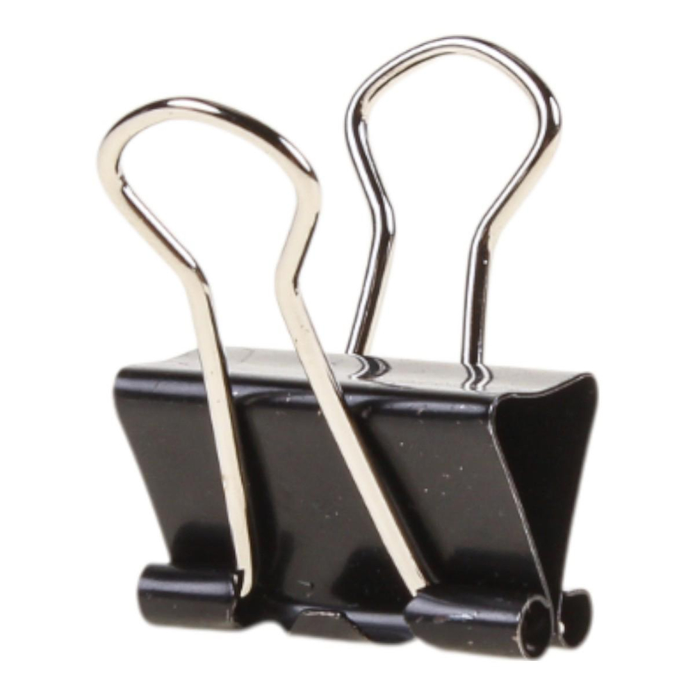 Зажимы для бумаг 19мм, 12 шт, черные, картонная коробка