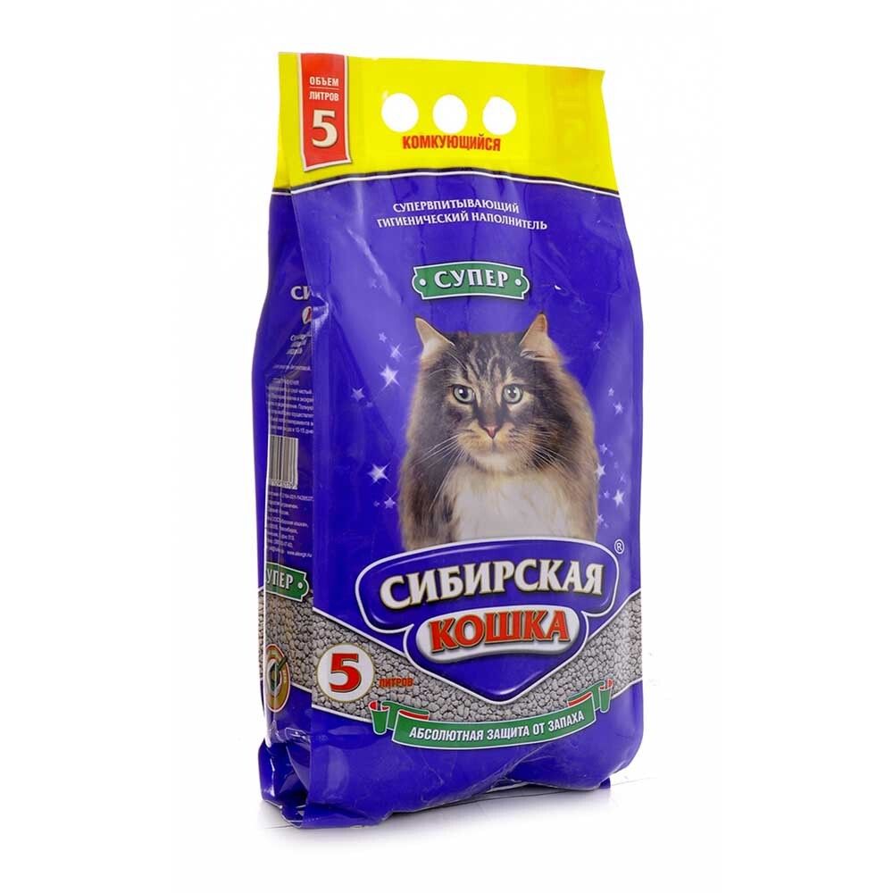 Сибирская кошка Супер - наполнитель глиняный (комкующийся) с крупными гранулами