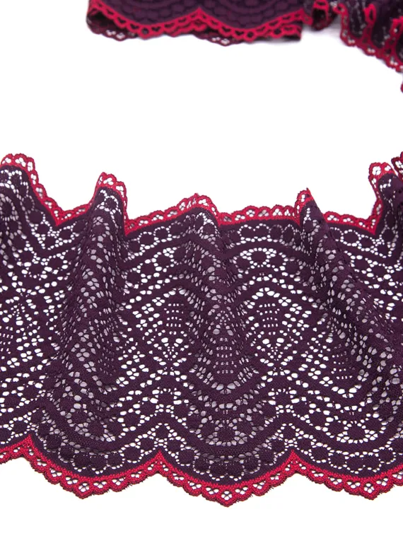 03-177  Кружево эластичное 18 см, слива/красный