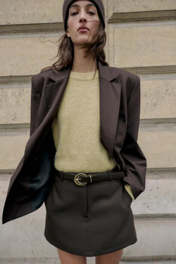 ZARA ЮБКА-ШОРТЫ С РЕМНЕМ, КОРИЧНЕВЫЙ