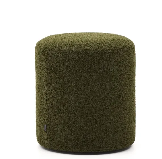 Пуф Kaeli Ø43х44 см со съемным чехлом из зеленого букле