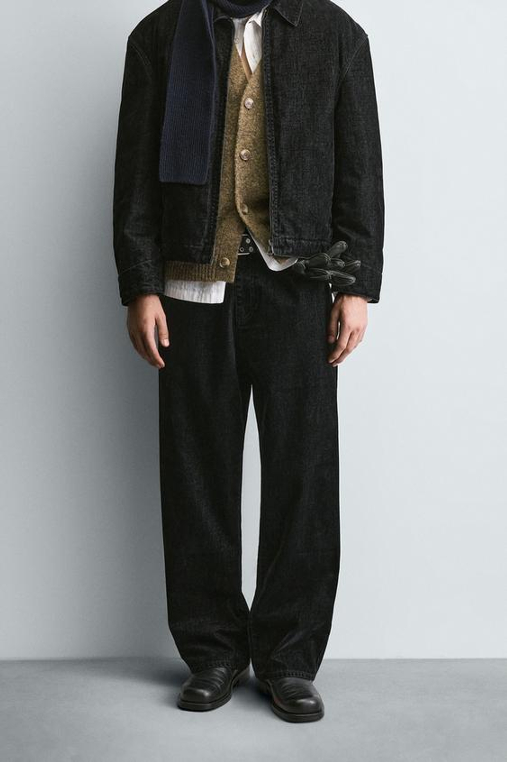 ZARA ВЕЛЮРОВЫЕ БРЮКИ RELAXED FIT, ЧЕРНЫЙ