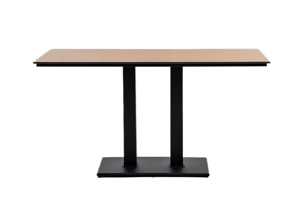 "Каффе" обеденный стол из HPL 140х70см, цвет "дуб", подстолье двойное черное