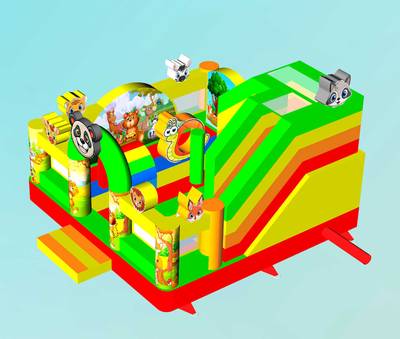 Коммерческий надувной батут «Добрые зверята» мульти, 5*5*3.5 м