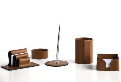 Письменный набор 5 предметов из кожи цвет табак