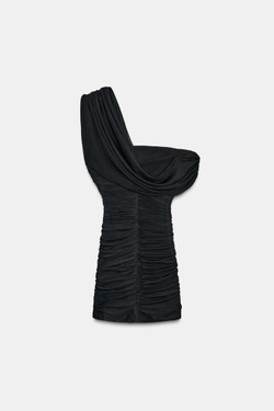 ZARA КОРОТКОЕ ПЛАТЬЕ ИЗ СЕТЧАТОЙ ТКАНИ СО СТРАЗАМИ, ЧЕРНЫЙ