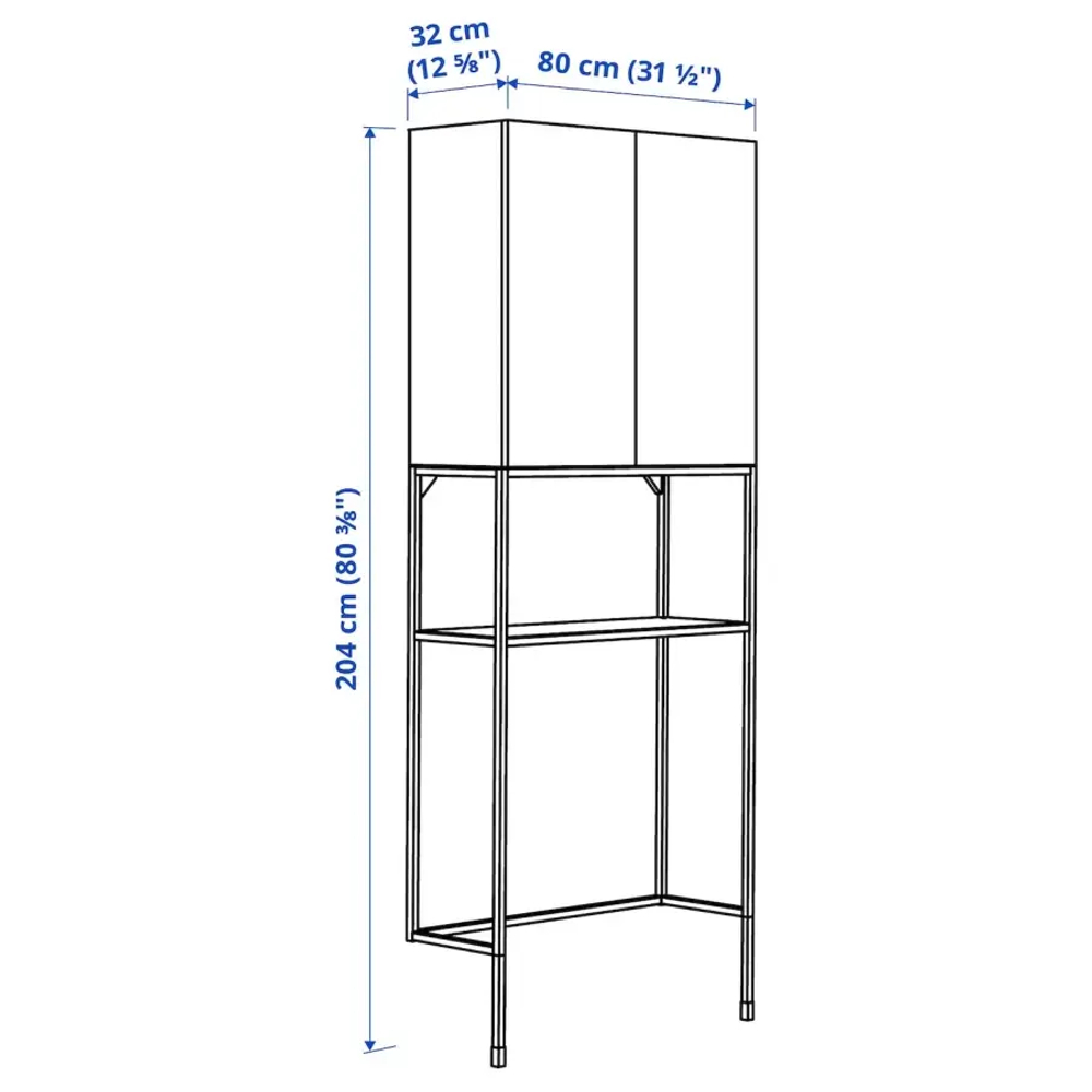 Комбинация для ванной - IKEA ENHET, 80х32х204 см, белый, ЭНХЕТ ИКЕА
