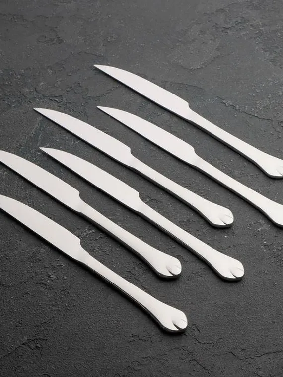 Набор ножей для мяса Доляна «Капля», h=22,5 см, 6 шт, цвет серебряный