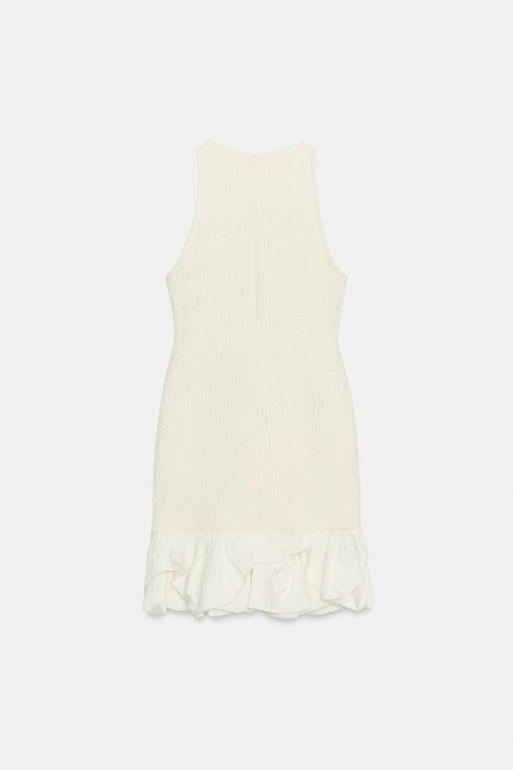 ZARA КОМБИНИРОВАННОЕ ПЛАТЬЕ ИЗ БУКЛЕ, ЭКРЮ