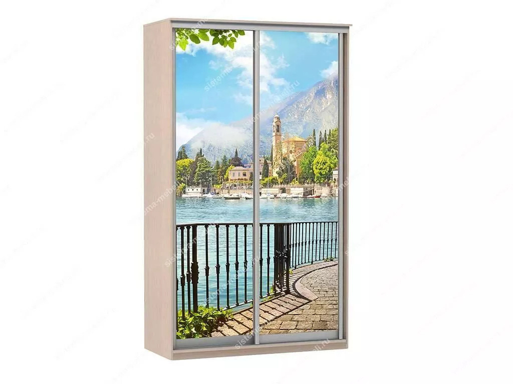 Шкаф купе Модерн 1190х450 2-х дверный 2-х секционный фотопечать №4 ясень