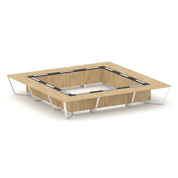 Steel Meet Стол переговорный квадратный KM-PR.B.SP-24K Тиквуд Светлый/Графит Глянец/Металл Белый 480