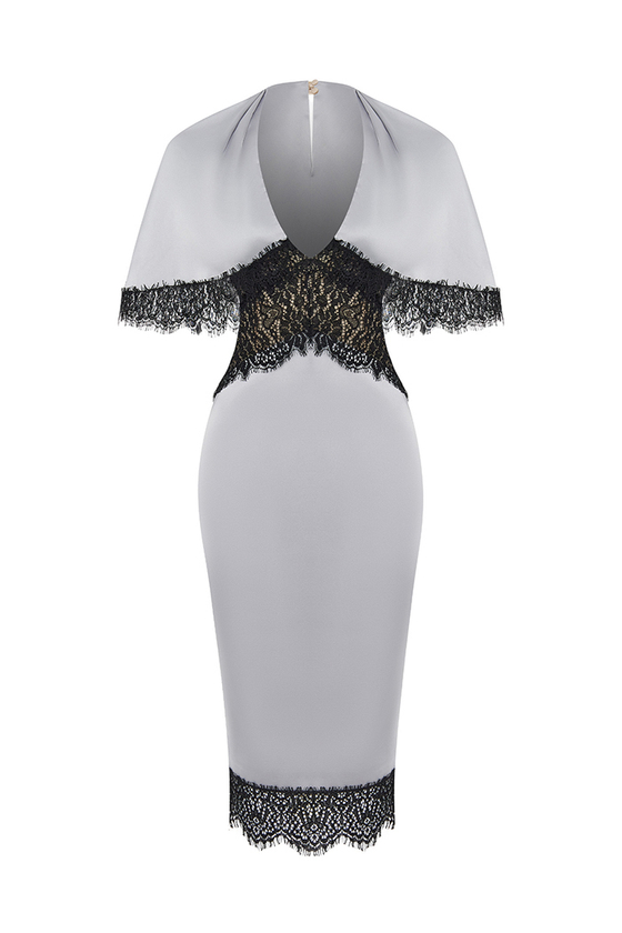 Платье миди из сатина и кружева