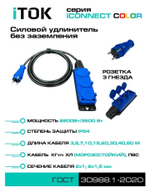 Удлинитель силовой iTOK i-CONNECT-COLOR-SUR-PVS-215-3-54-50-BLUE