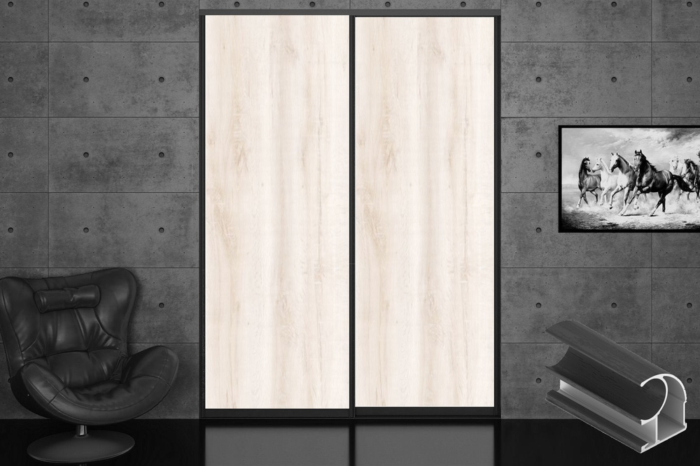 Дверь-купе 2650*600(700,800,900) мм, черный велюр, LAMARTY (19 цветов)