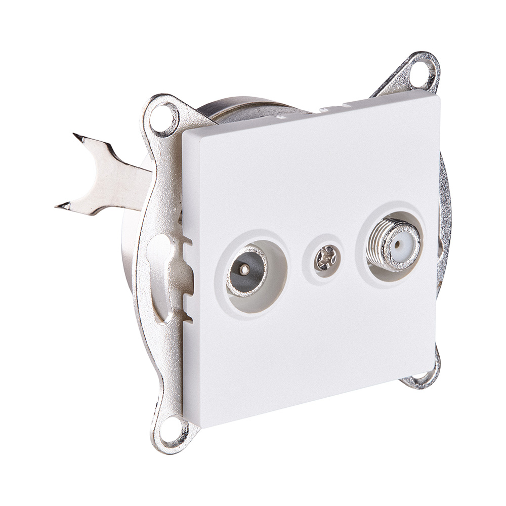 Розетка двойная TV (мама) + спутниковая SAT, белый матовый Kollinger REA-035WM для Aspekt, Eleganz, Reflex