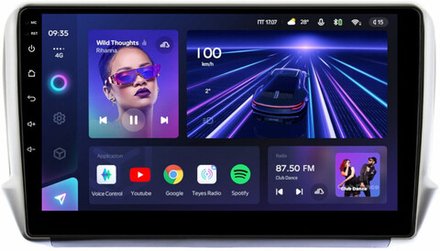 Магнитола для Peugeot 208 A9 2012-2019, 2008 A94 2013-2019 - Teyes CC3 монитор 10" QLED на Android 10, ТОП процессор, 4Гб+32Гб, CarPlay, 4G SIM-слот