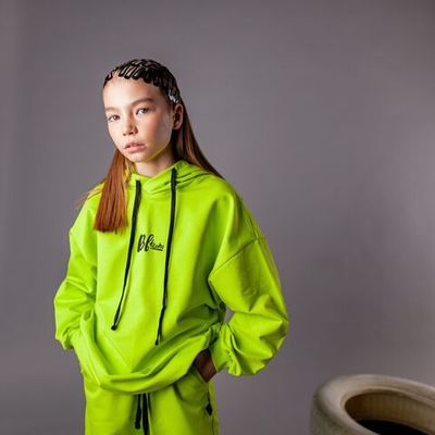 Bb team oversized hoodie for teens - LIME