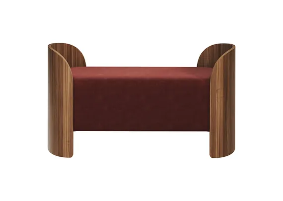 Банкетка Lagom 2 120 см (бордовый FiberGuard, орех)