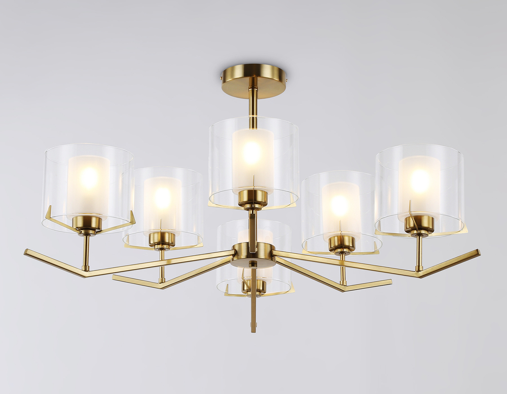 Светильник подвесной LH57008/6 BS/FR латунь/белый матовый E14/6 max 40W D850*420