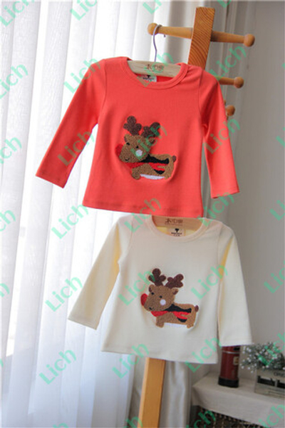 Лонгслив детский с аппликацией оленя