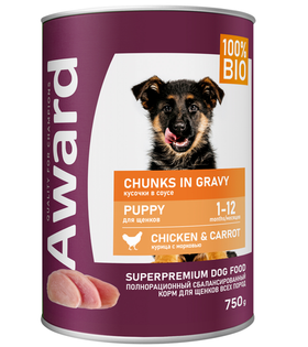 Award Щенки кусочки с курицей и морковью 750гр.