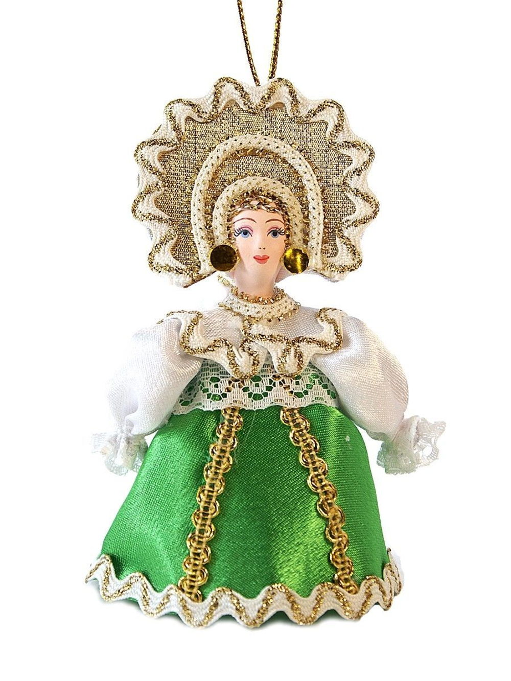 Кукла-подвеска девочка в кружевной душегрее.