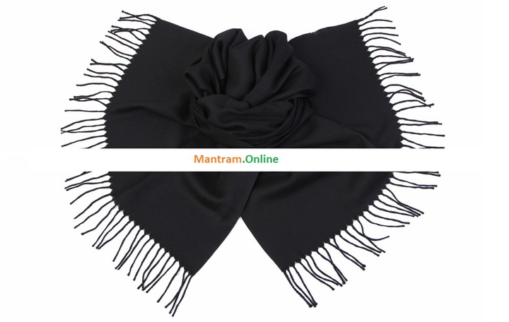 Палантин материал Шерсть 100% однотонный цвет черный 160x60см.