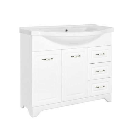 Тумба Олеандр-2 100 (3 ящ.) под умывальник Эльбрус 100, Люкс белая