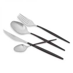 Набор столовых приборов 24 предмета на 6 персон Cristema Rabat матовая сталь/черный