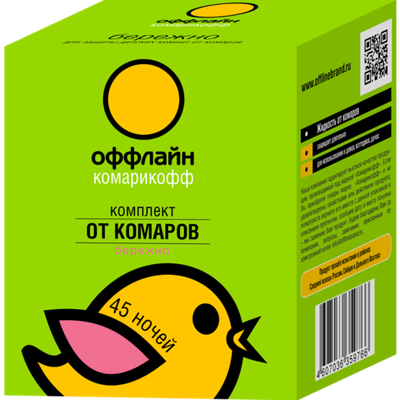 Комплект КОМАРОФФ БЕРЕЖНО 45 ночей фумигатор + жидкость, без запаха 30 мл
