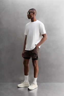 ZARA ФУТБОЛКА ИЗ ВЫСОКОТЕХНОЛОГИЧНОЙ СМЕСИ ХЛОПКА, БЕЛЫЙ