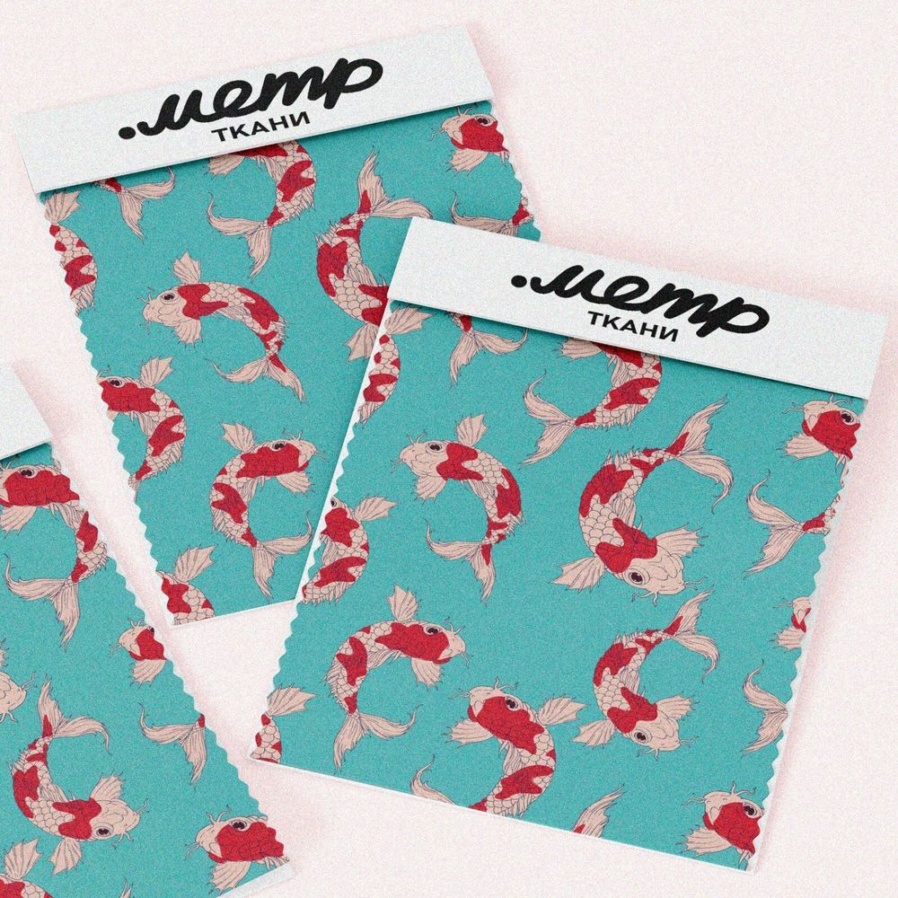 Ткань габардин японские карпы