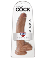 Фаллоимитатор на присоске загорелый King Cock 9 Cock with Balls (Цвет: телесный)