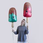 Шар (33"/84 см) Фигура, Мороженое Эскимо красное