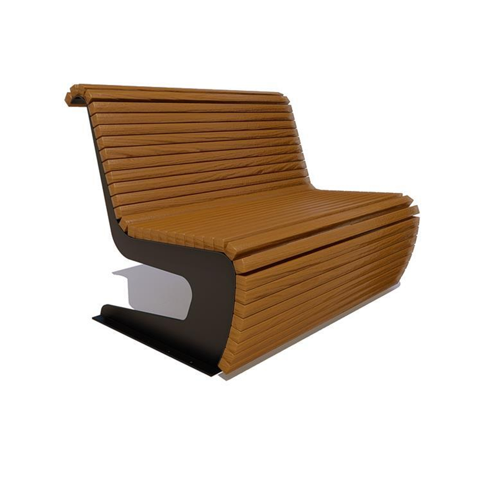 Скамейка стальная "Сквер" сосна 1,8м, без подлокотников, тик