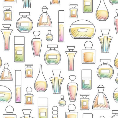Парфюмерия цветная на белом фоне