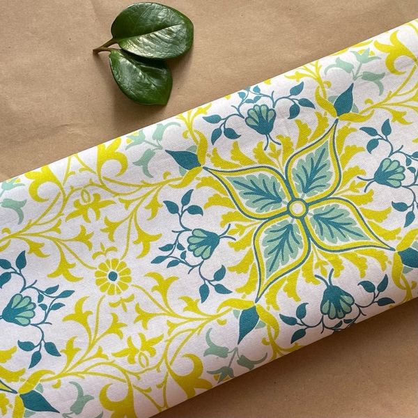 ЛИМОННЫЙ КАЛЕЙДОСКОП В СТИЛЕ У.МОРРИСА 100% хлопок Handmade Fabrics 3